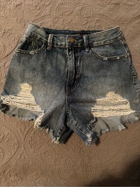 Sincerely Jules Distressed Blue Denim Cutoff Shorts